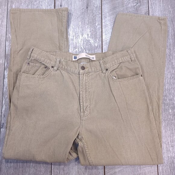 GAP Pants Mens 36x31 Brown Tan Corduroy Relaxed Bootcut Wide Leg Mid Rise Y2K - Picture 4 of 9